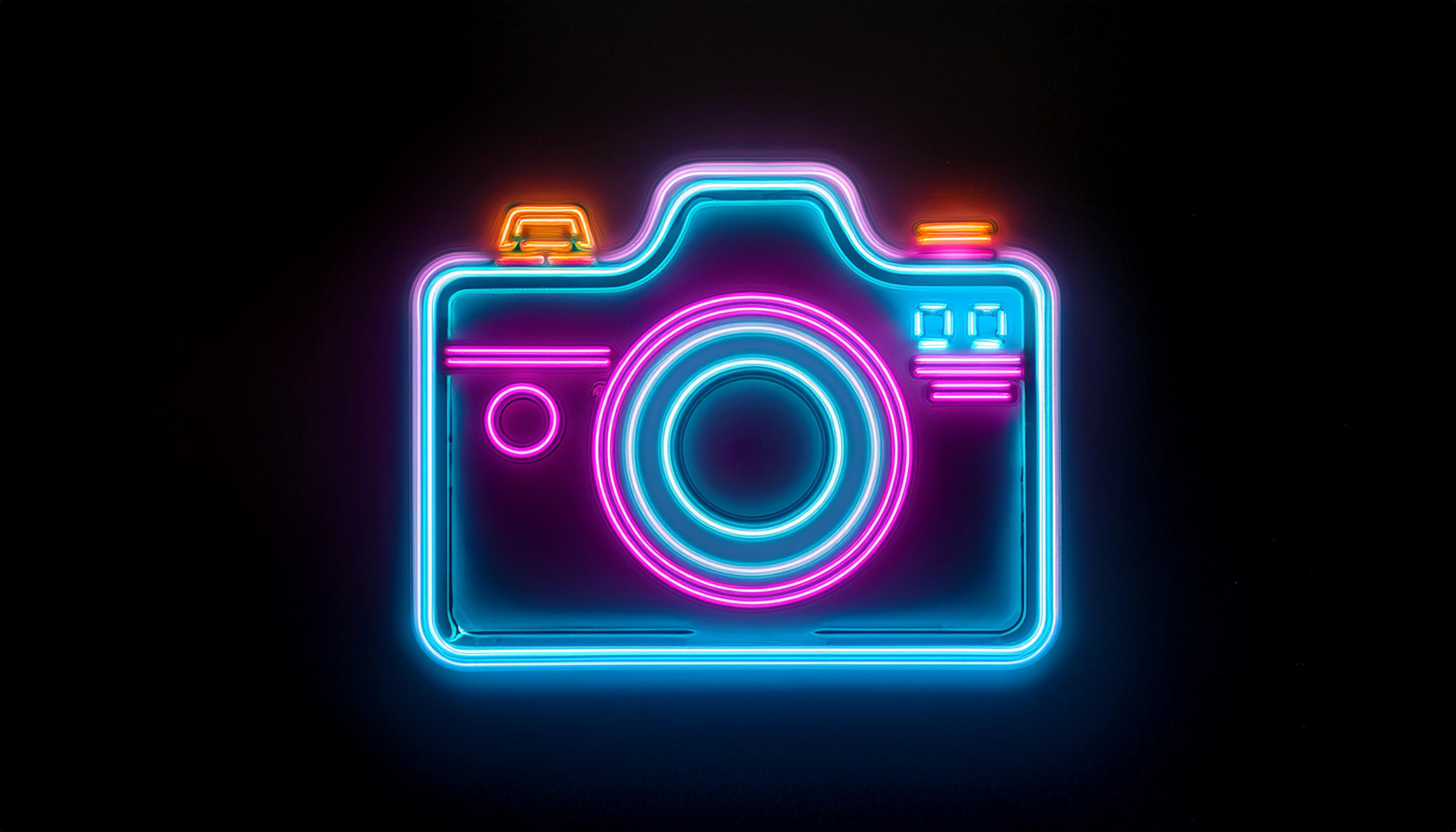 Neon sign of a camera